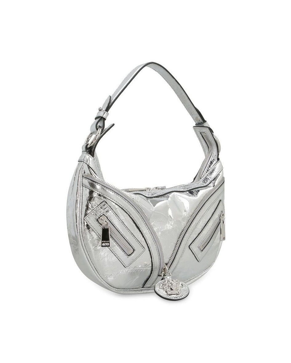 Versace Silver Leather Lamb Shoulder Bag Glam Steals