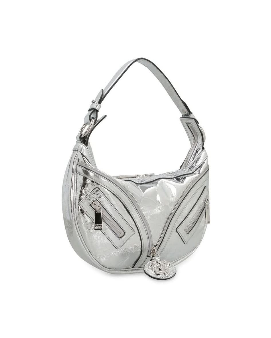 Versace Silver Leather Lamb Shoulder Bag