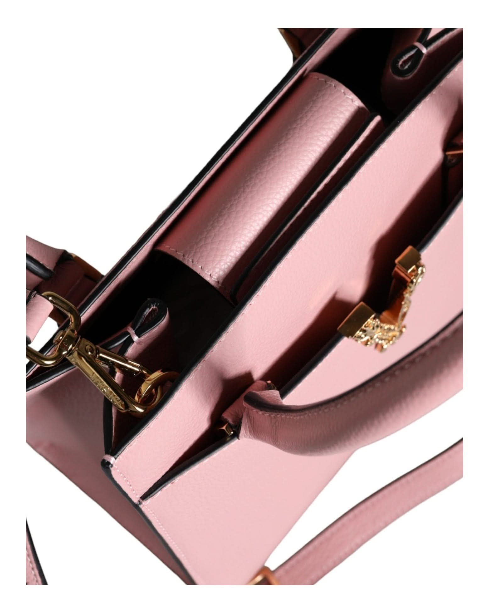 Versace Small Pink Top Handle Grainy Calf Leather Crossbody Bag Cross Body Bags