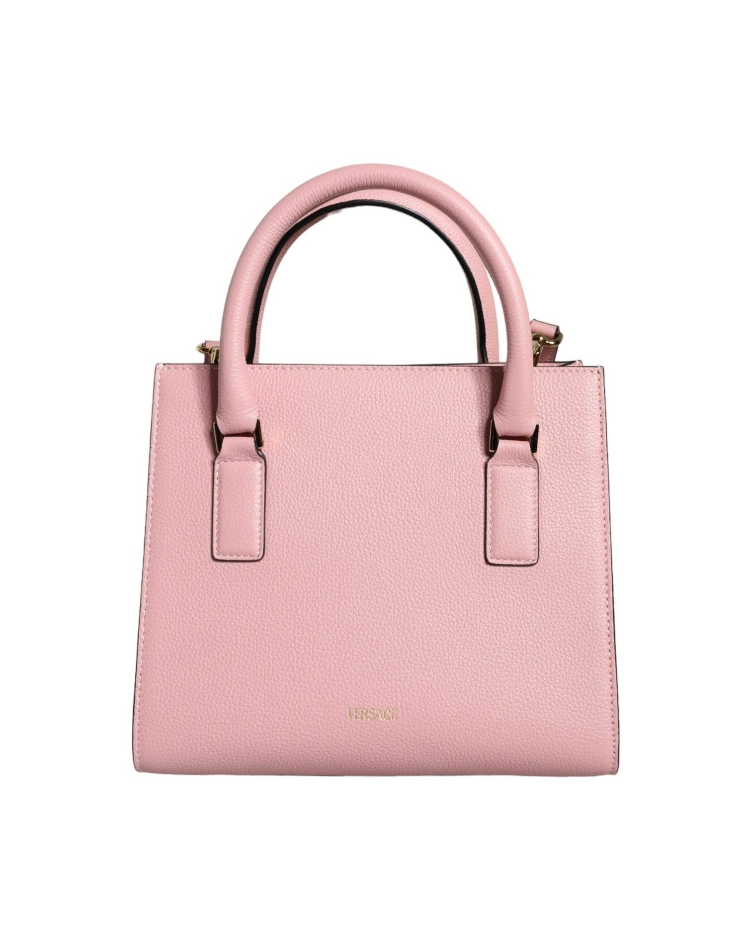 Versace Small Top Handle Grainy Calf Leather Crossbody Pink Bag Glam Steals