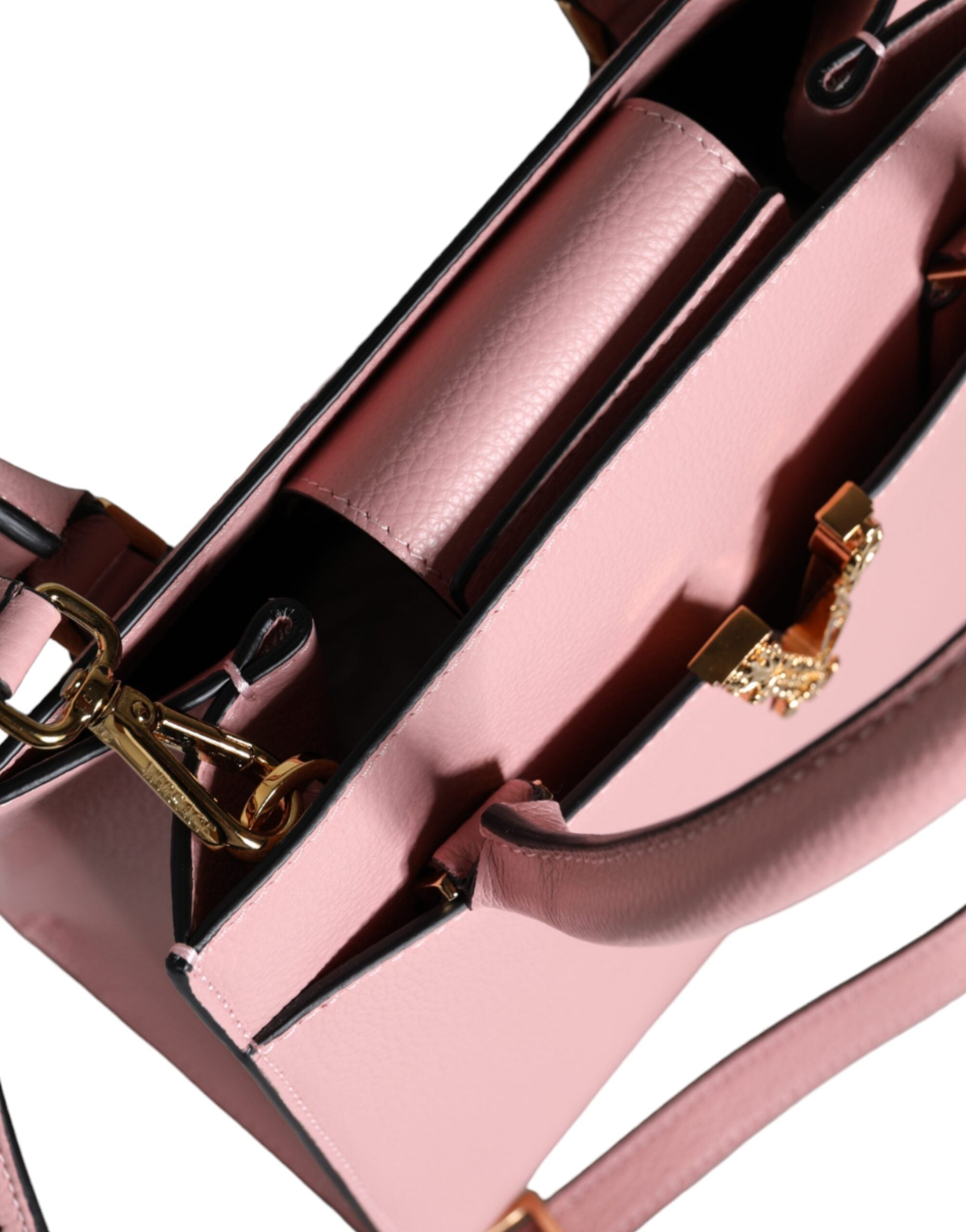 Versace Small Top Handle Grainy Calf Leather Crossbody Pink Bag Glam Steals