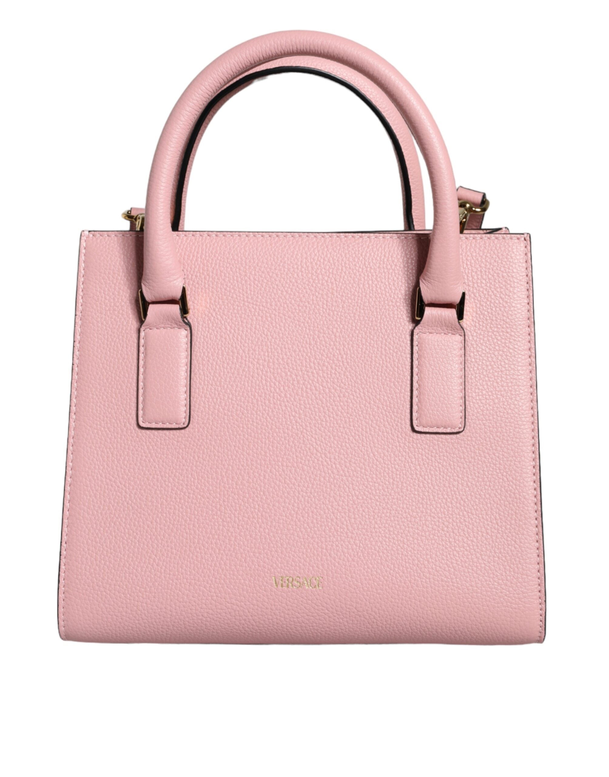 Versace Small Top Handle Grainy Calf Leather Crossbody Pink Bag Glam Steals