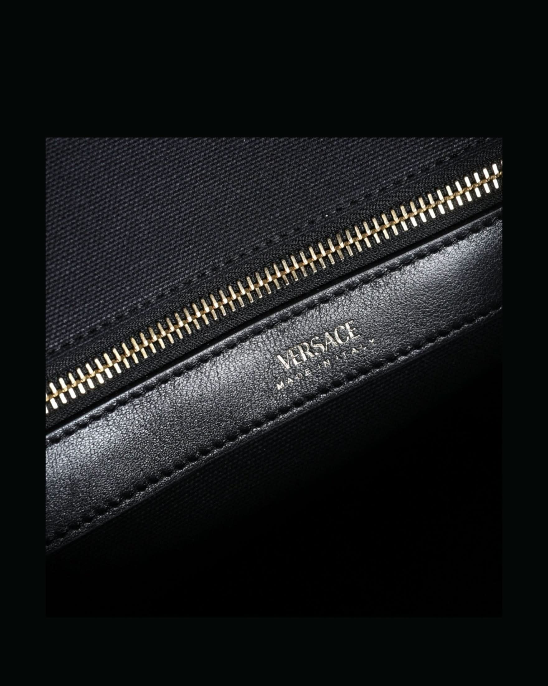 Versace Top Black Handle Canvas Leather Logo Crossbody Tote Bag Cross Body Bags