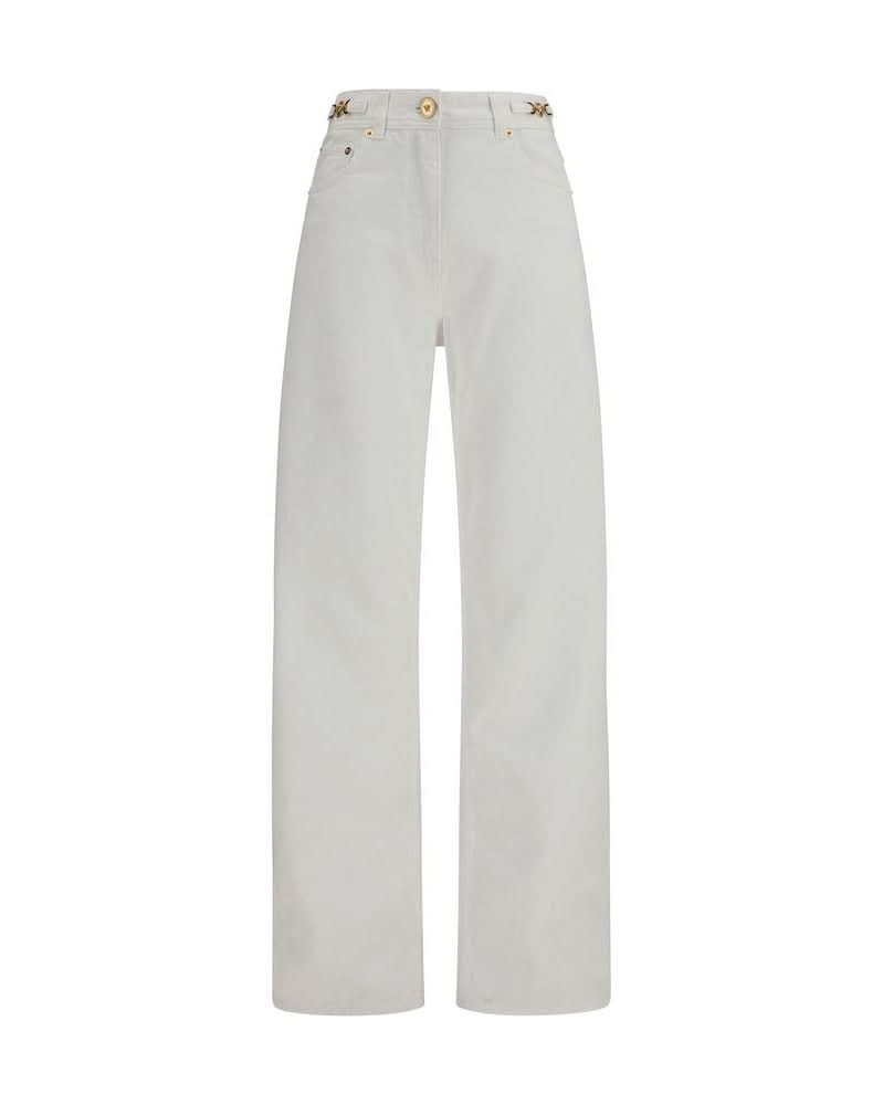 Versace White Cotton Straight Leg Jeans