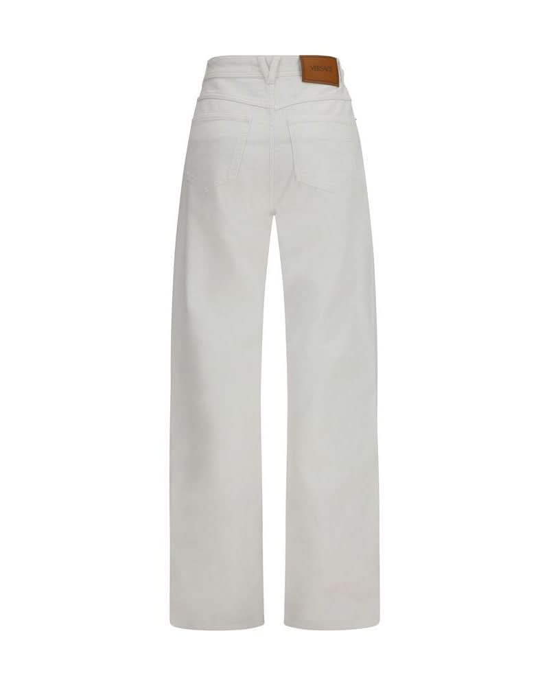 Versace White Cotton Straight Leg Jeans