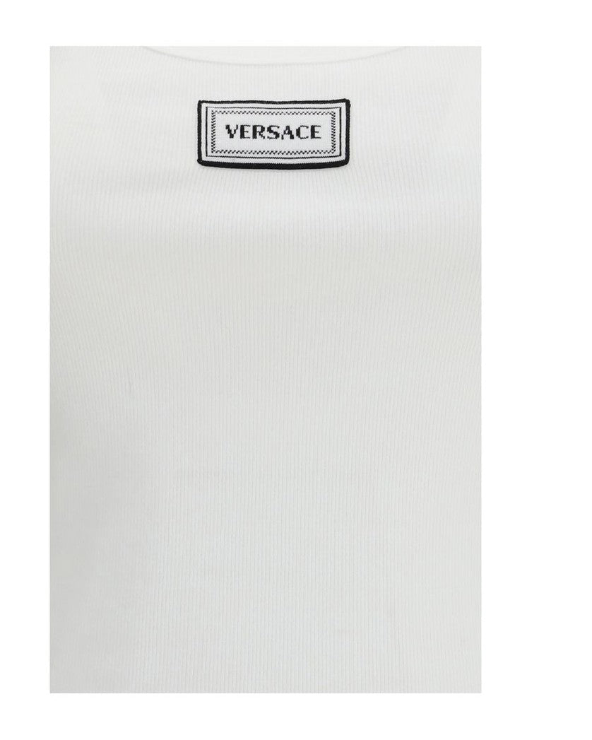 Versace White Cotton Top Tank Tops