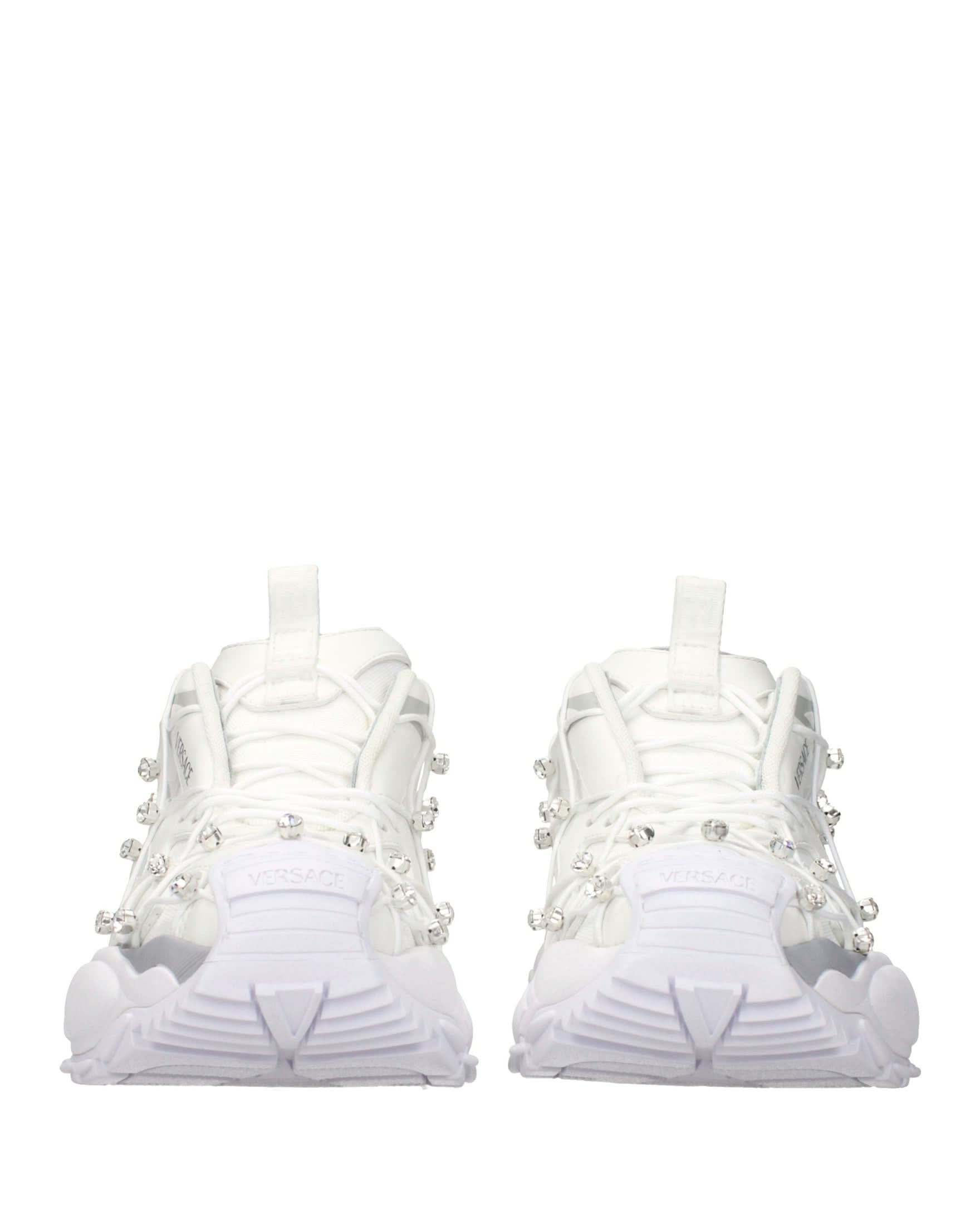 Versace White Fabric Sneakers Glam Steals