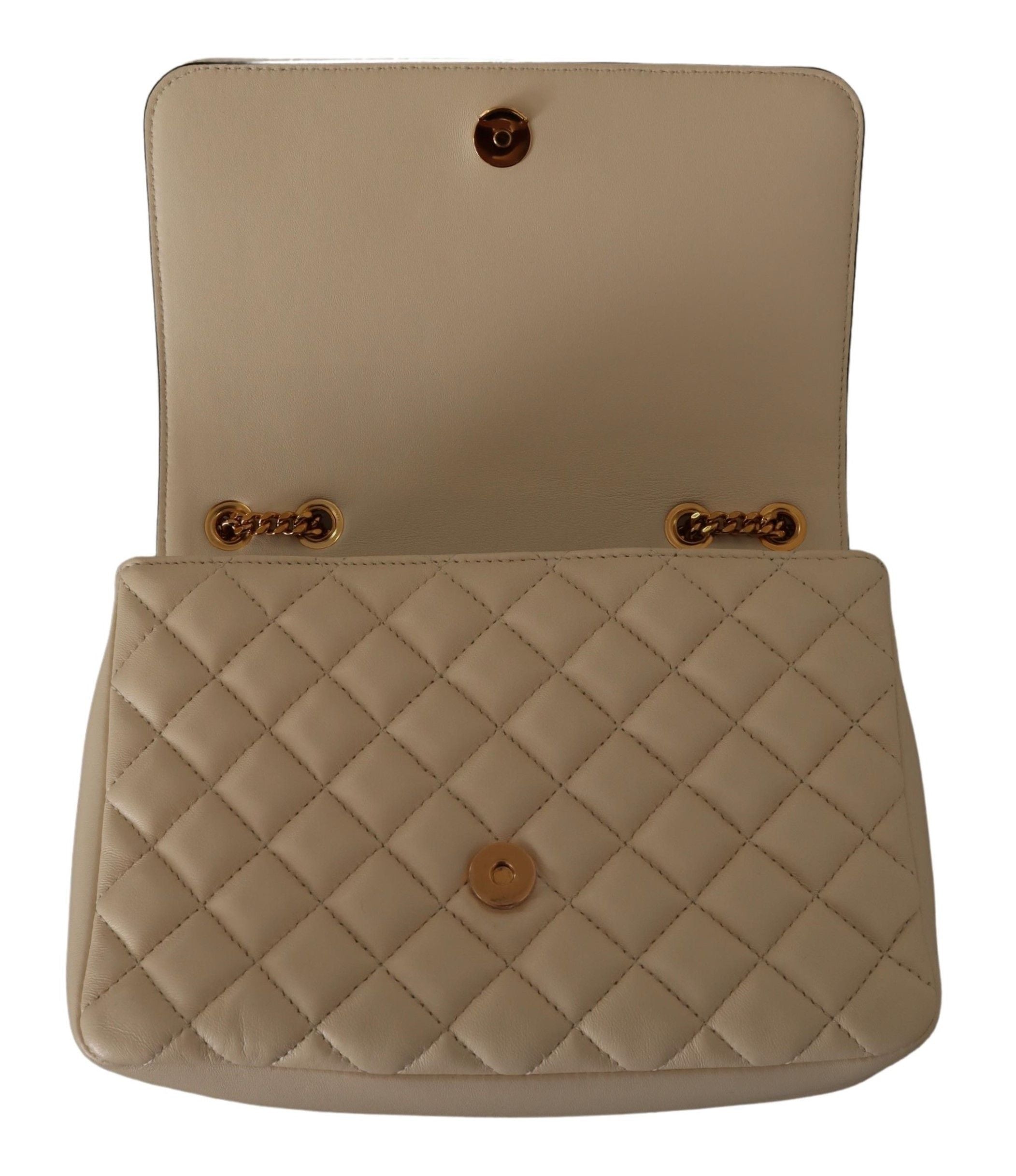 Versace White Leather Elegant Nappa Shoulder Bag Glam Steals