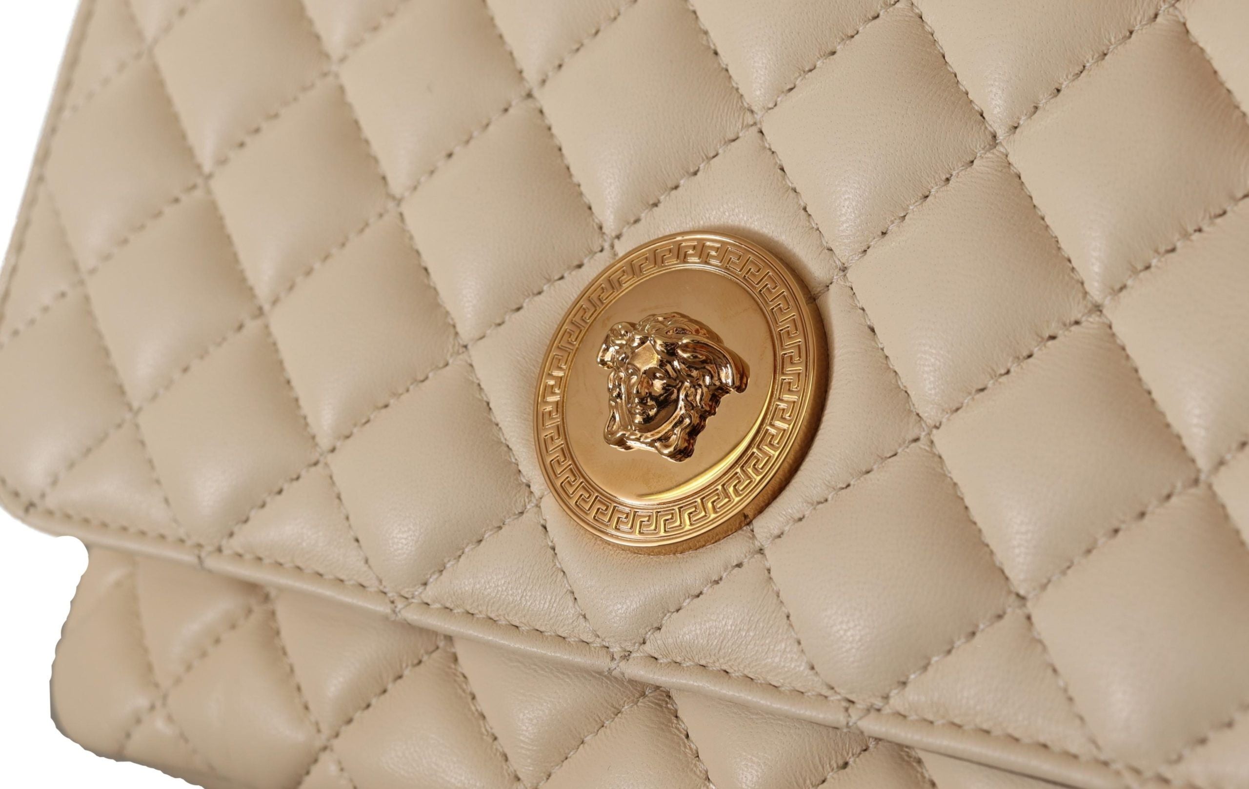 Versace White Leather Elegant Nappa Shoulder Bag Glam Steals