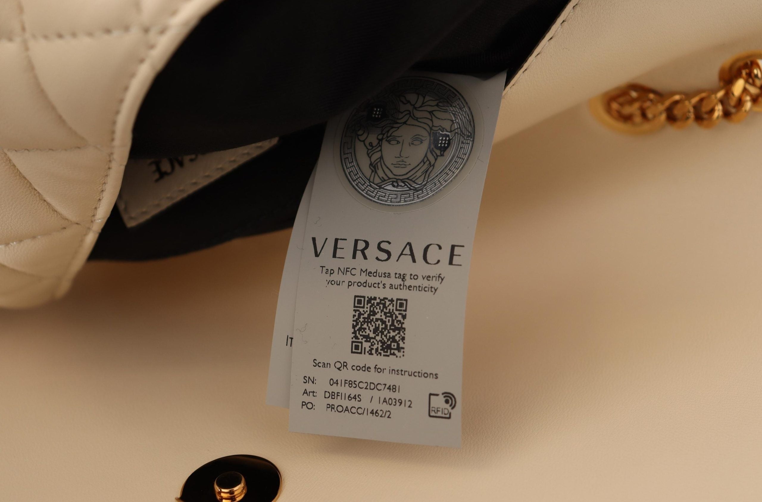 Versace White Leather Elegant Nappa Shoulder Bag Glam Steals