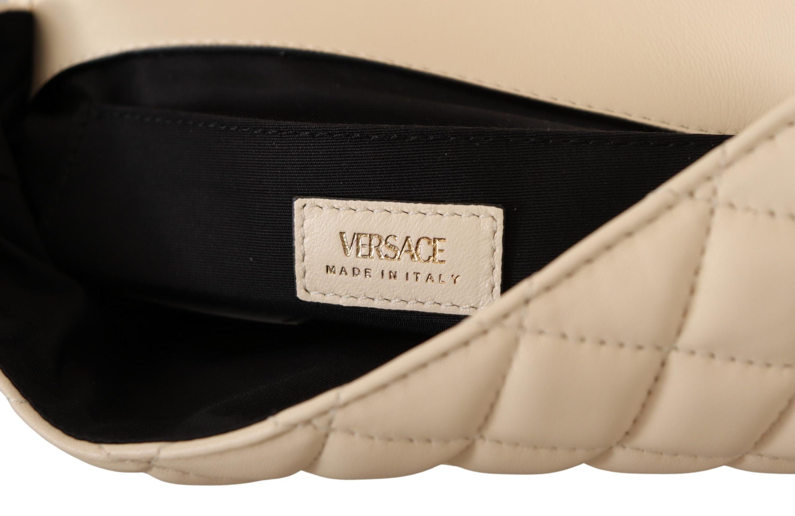 Versace White Leather Elegant Nappa Shoulder Bag Glam Steals