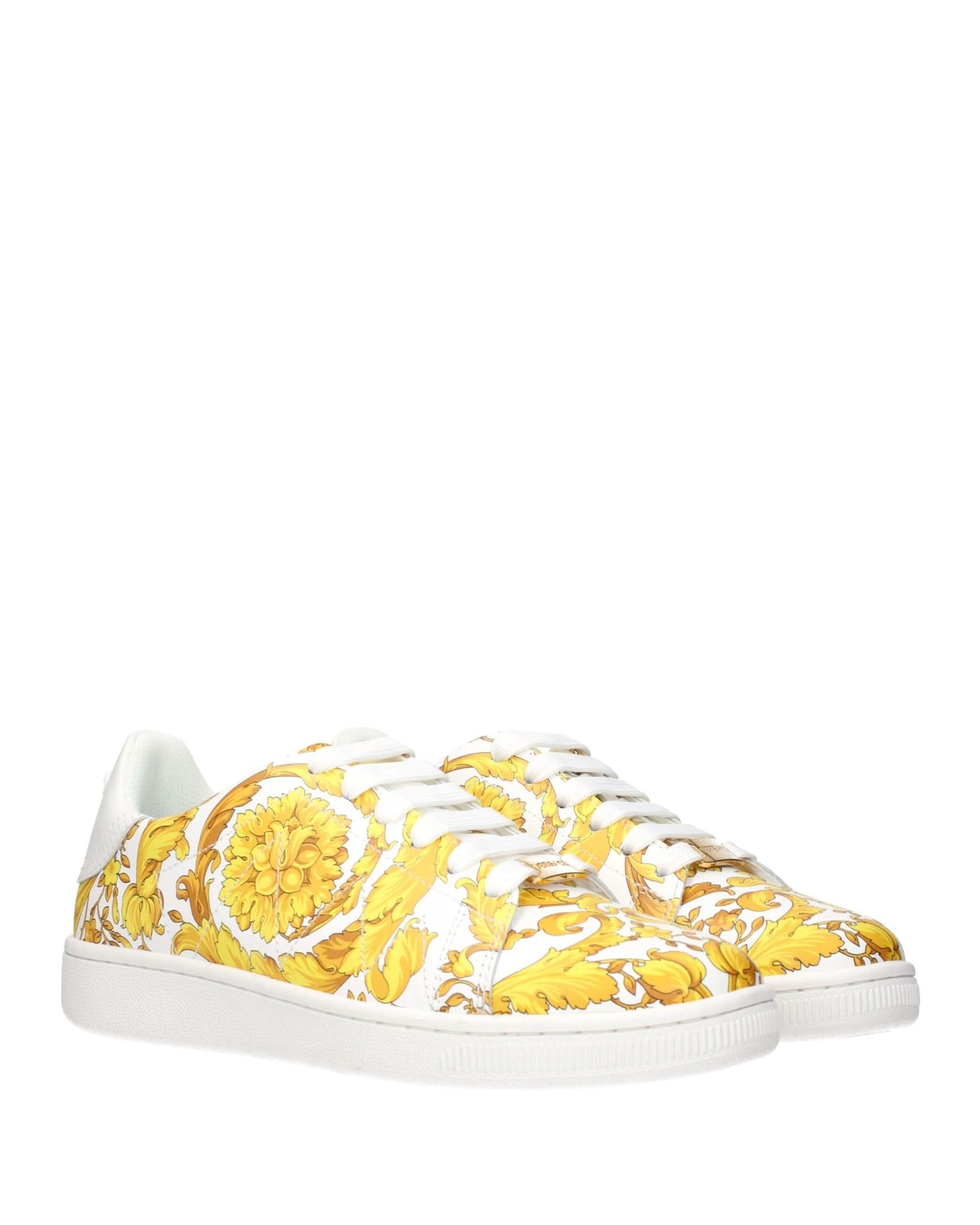 Versace White Leather Sneakers Glam Steals