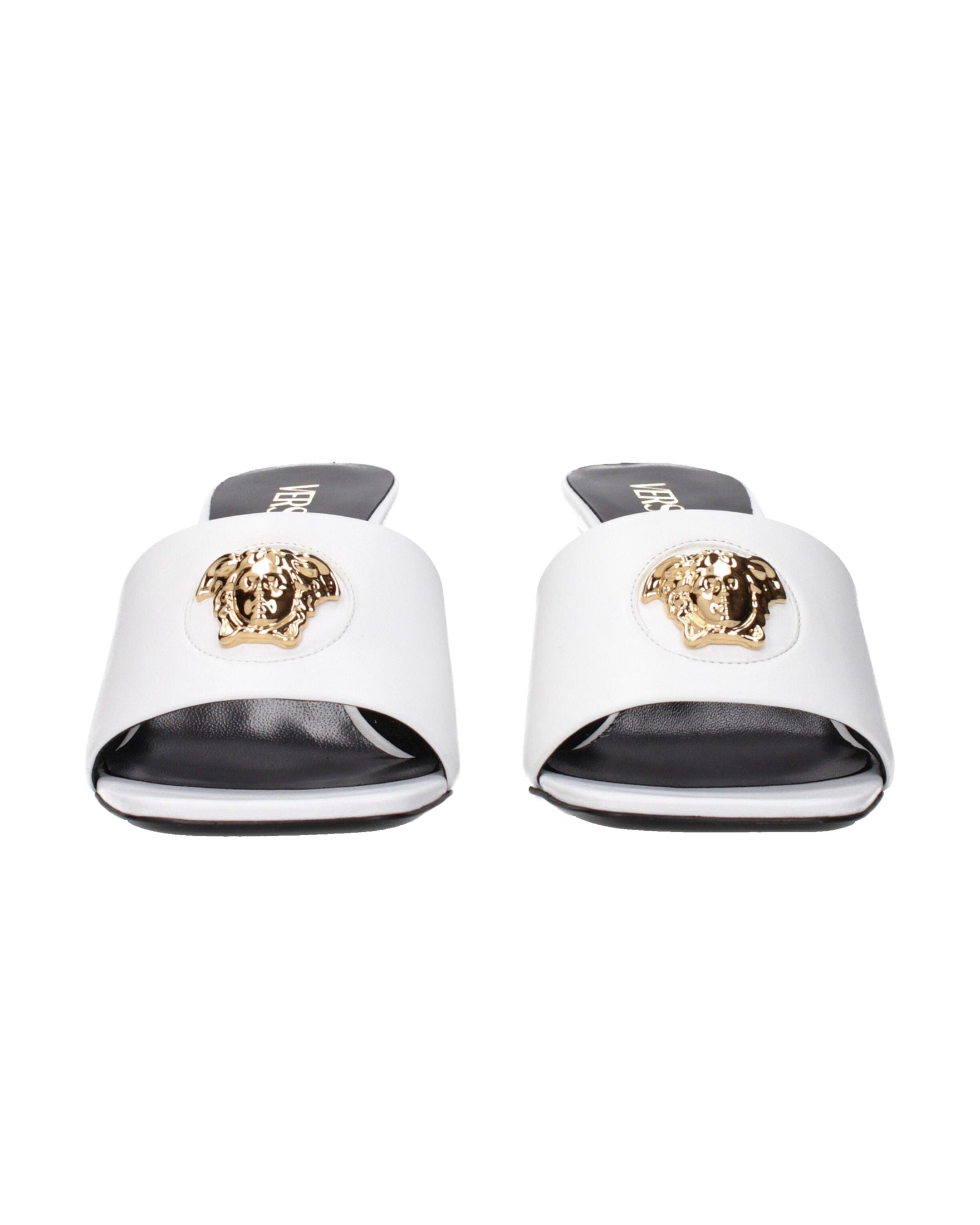 Versace White Leather Stiletto Heels Sandals Glam Steals
