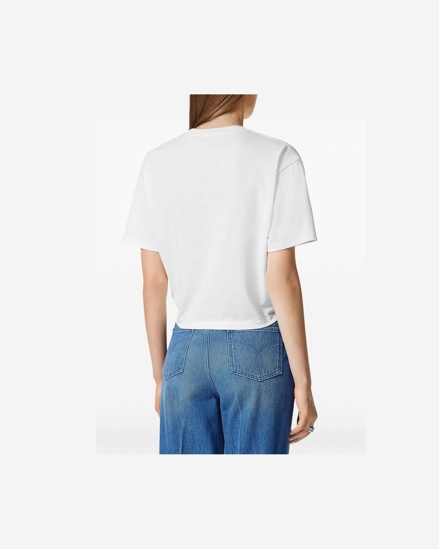 Versace Logo White Embroidered T-Shirt T-Shirts