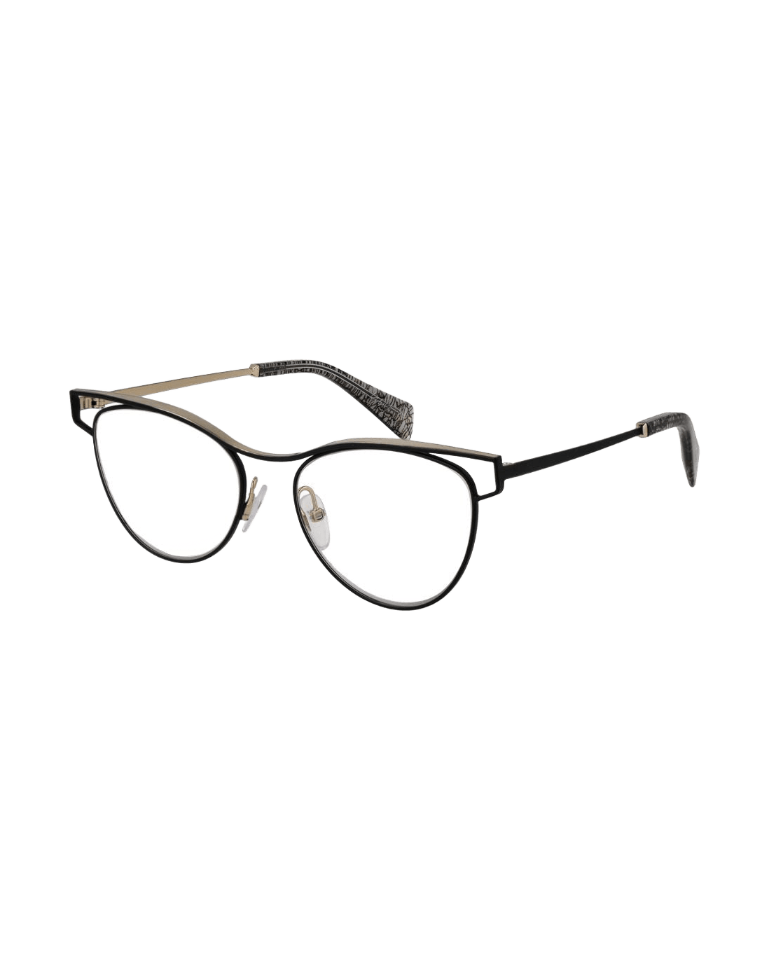 Yohji Yamamoto Black Metal Cat-Eye Glasses Eyeglasses