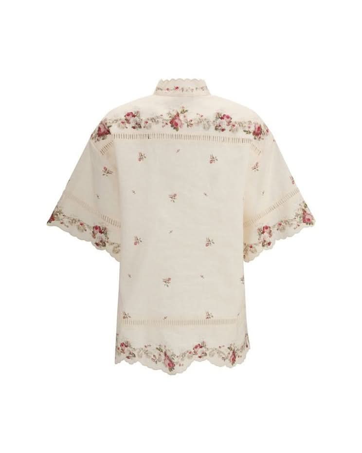 Zimmermann Beige Linen Pattern Shirt