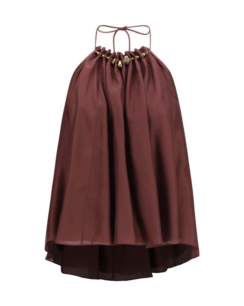 Zimmermann Silk Bordeaux Sleeveles T-shirt Glam Steals