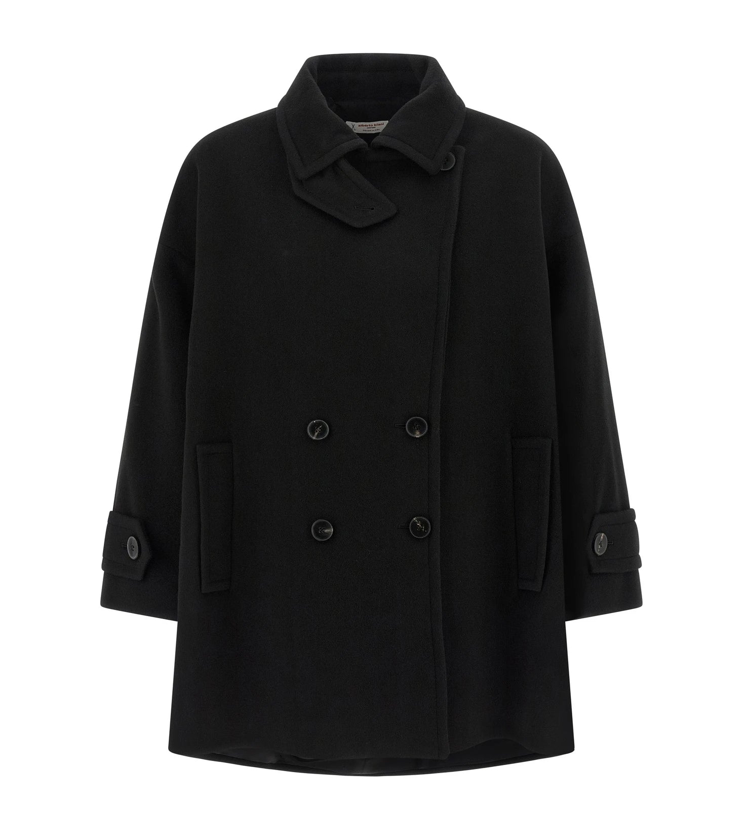 Alberto Biani Pea Coat in black, Virgin Wool