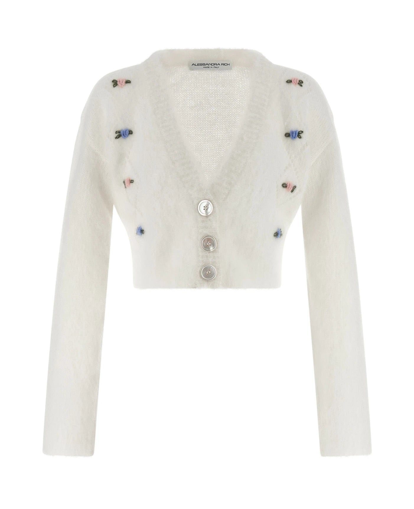Alessandra Rich Cardigan in white, Mohair Wool