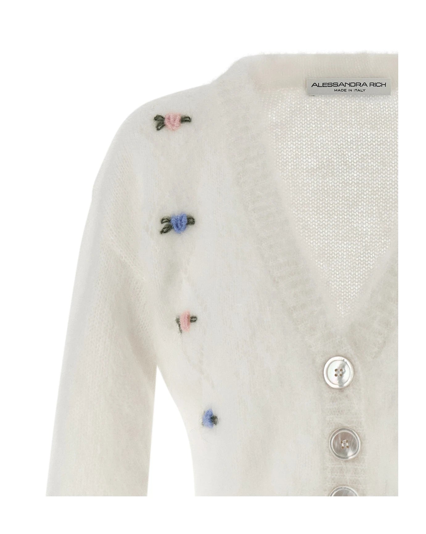 Alessandra Rich Cardigan in white, Mohair Wool — view 3