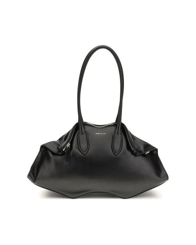 Alexander Mcqueen Black Calf Leather Bos Taurus Shoulder Bag Shoulder Bags