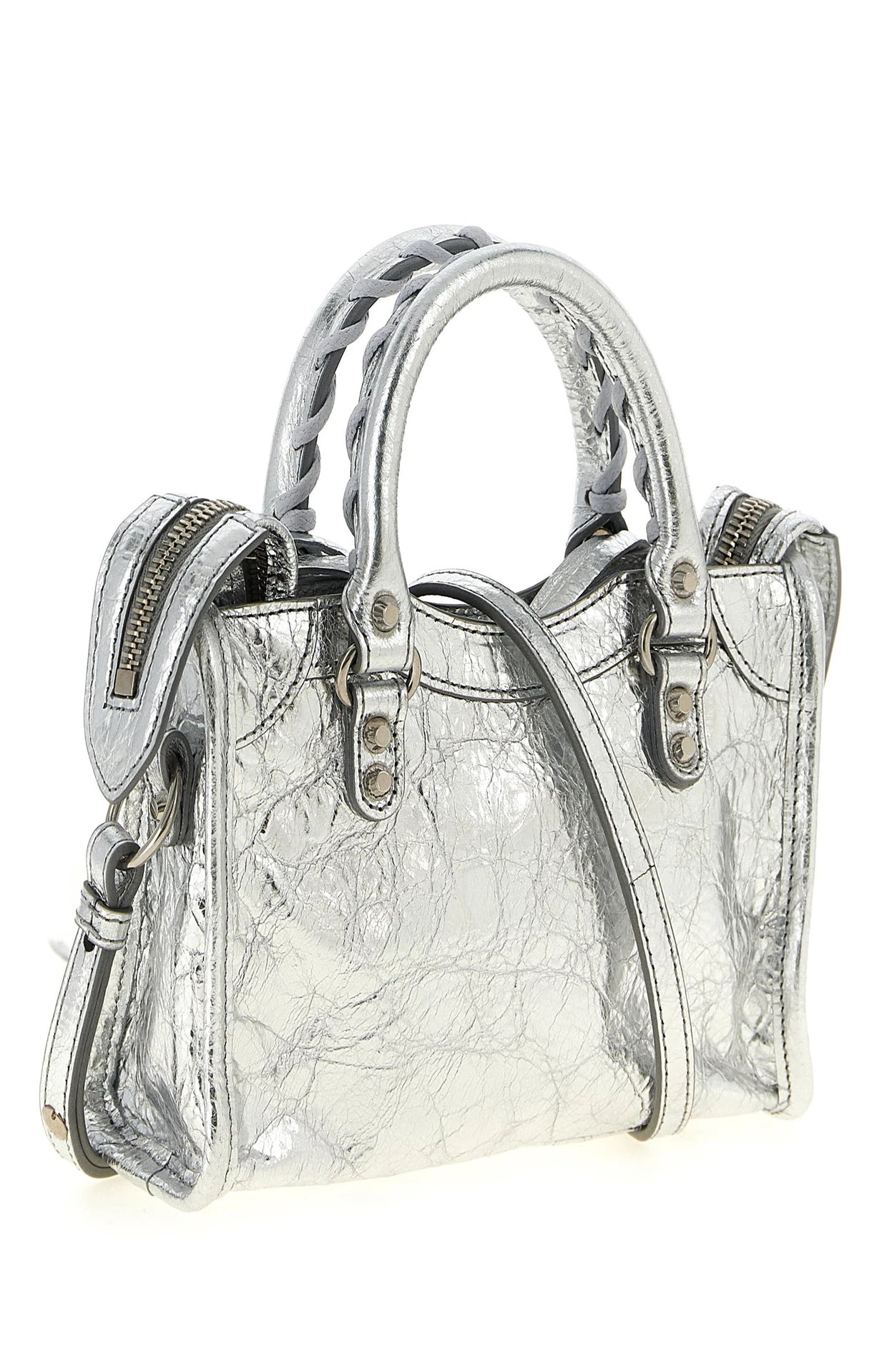 Balenciaga Cross Body Bag in silver, Lamb Leather — view 2