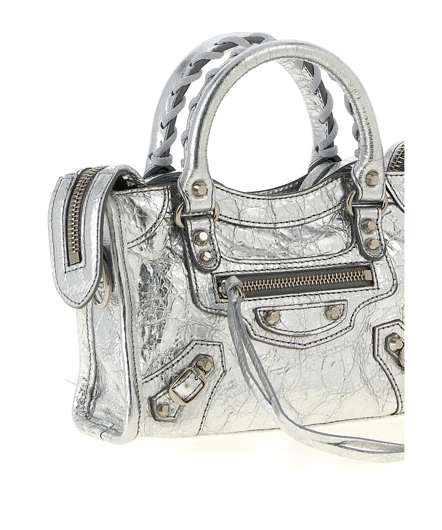 Balenciaga Cross Body Bag in silver, Lamb Leather — view 3