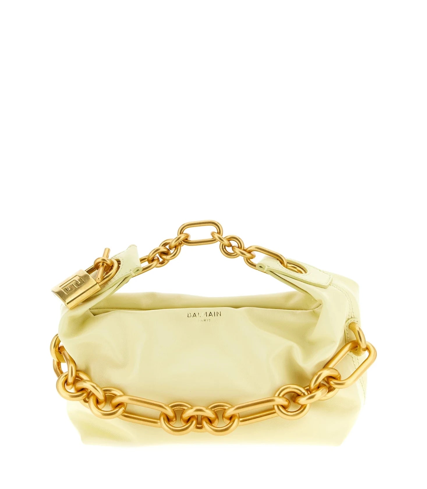 Balmain Hobo Bag in beige, Calfskin Leather