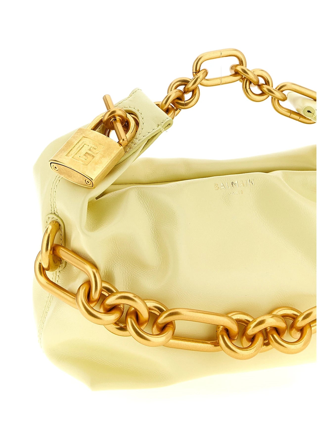Balmain Hobo Bag in beige, Calfskin Leather — view 3