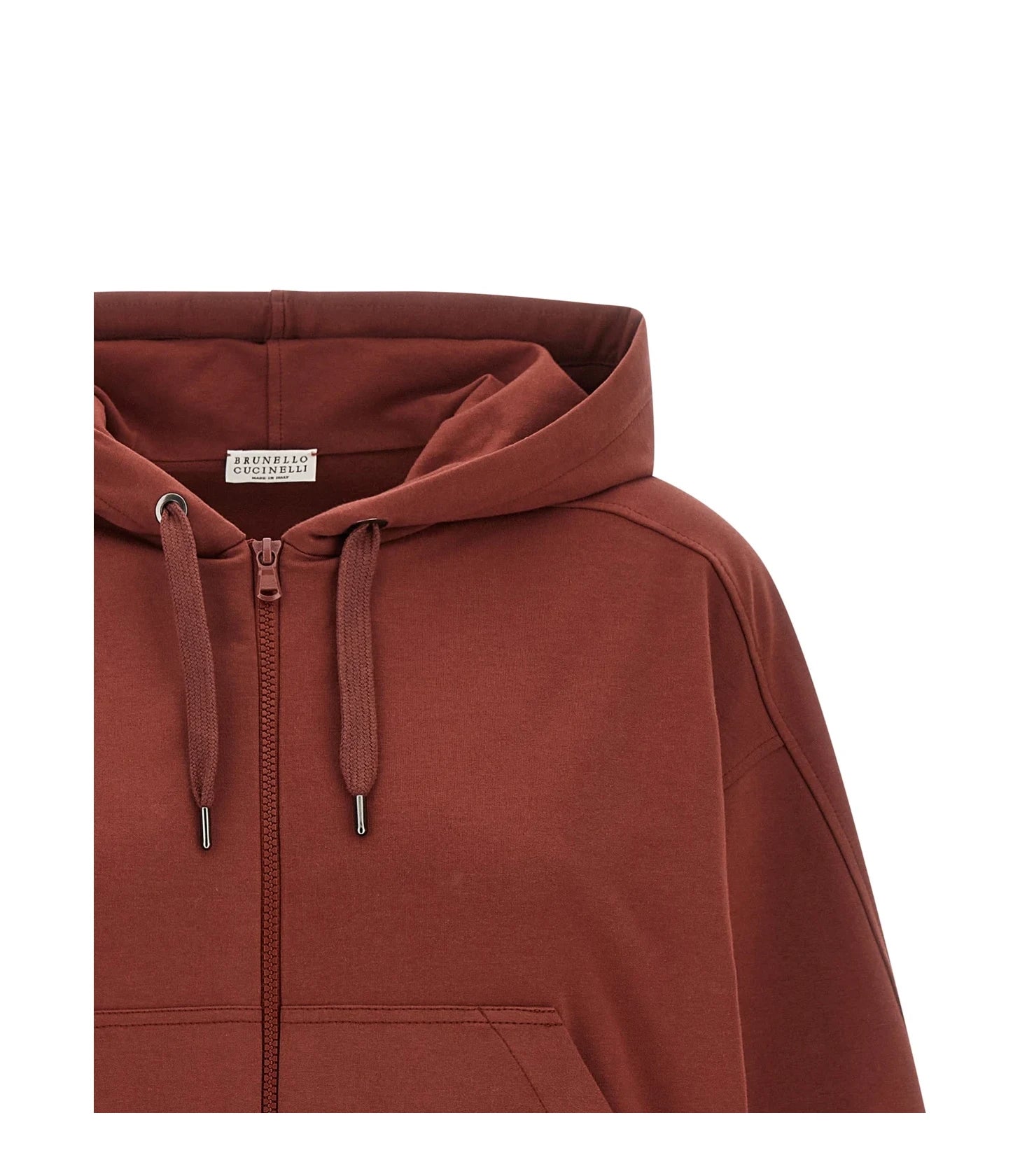 Brunello Cucinelli Hoodie in red, Cotton — view 3