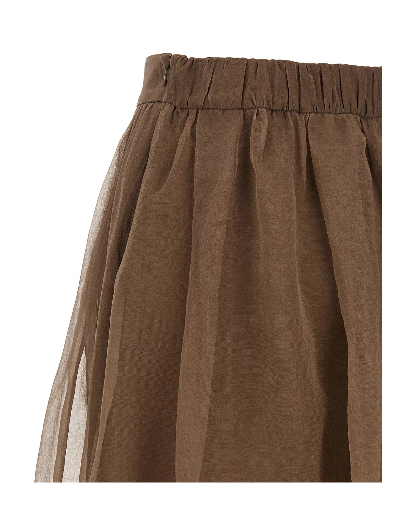 Brunello Cucinelli Skirt in brown, Silk — view 4