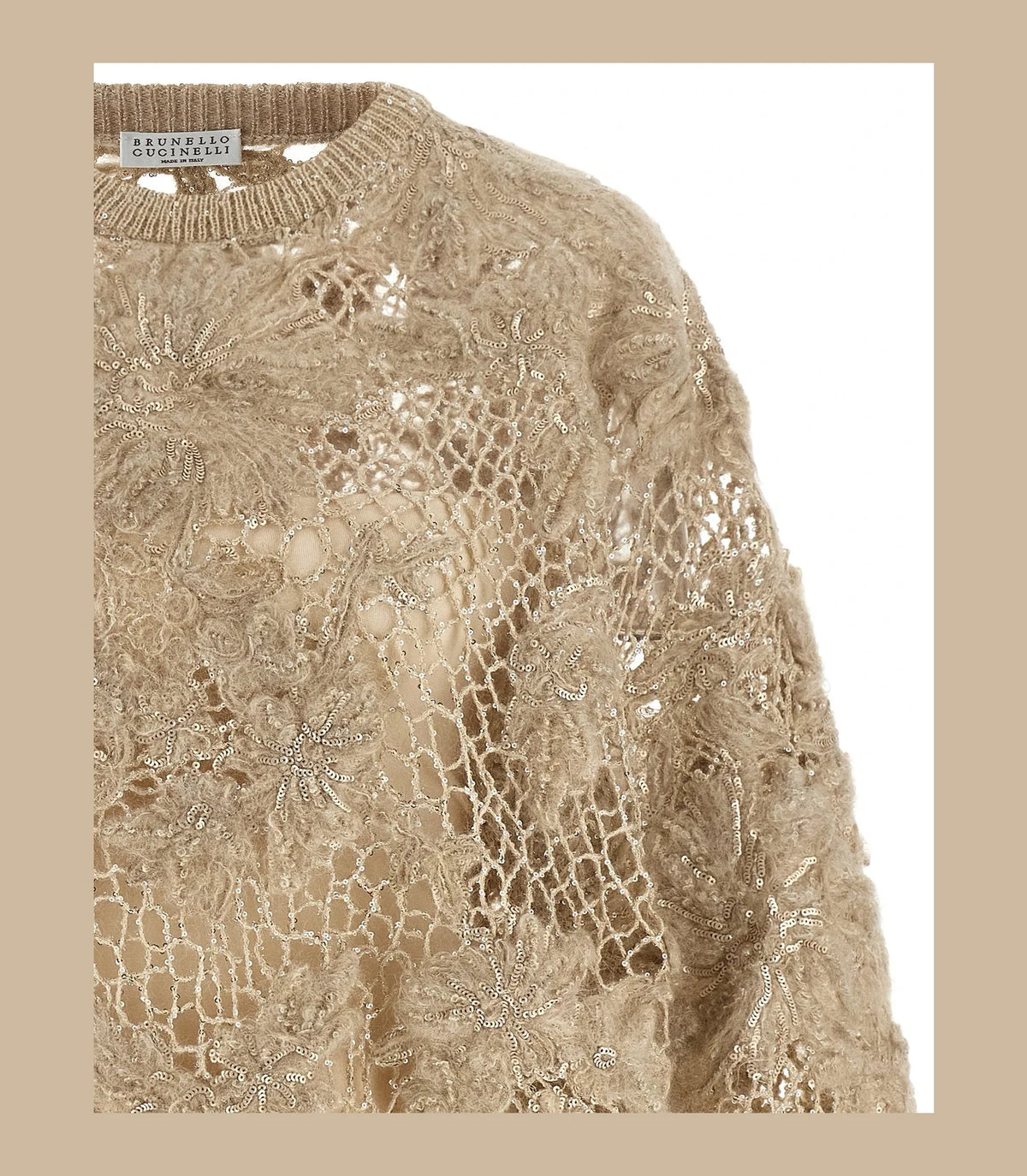 Brunello Cucinelli Sweater in beige, Mohair Wool — view 3