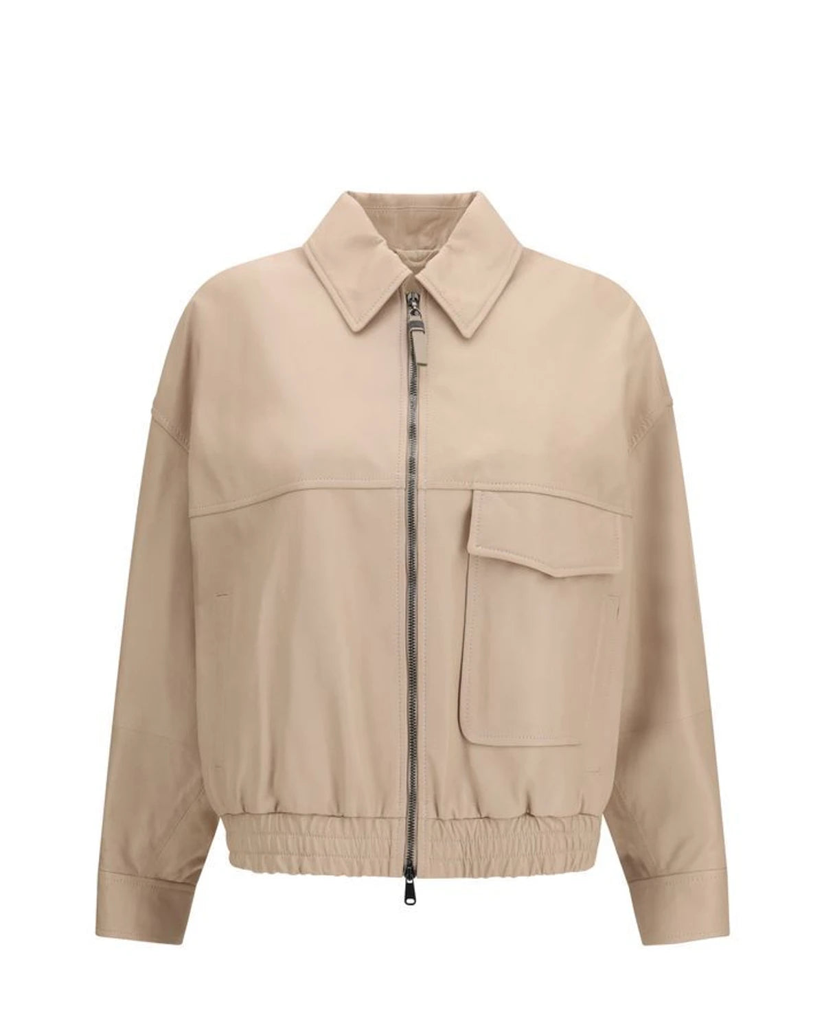 Brunello Cucinelli Trucker Jacket in beige, Leather