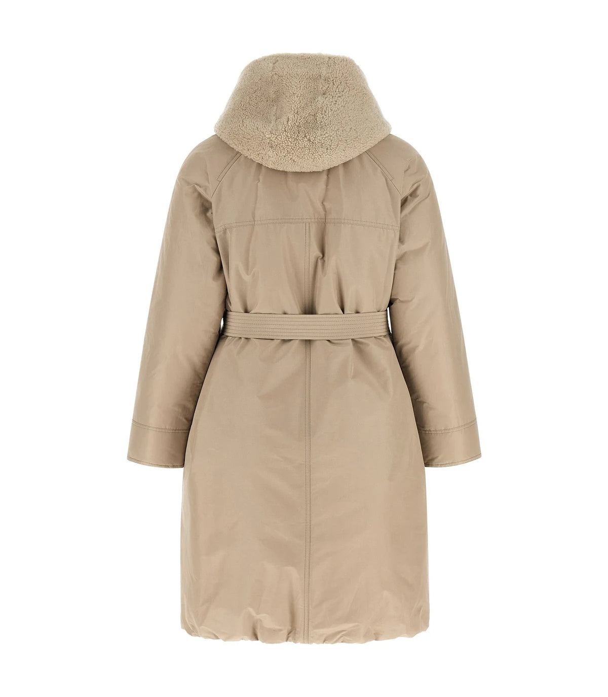 Brunello Cucinelli Wrap Coat in beige, Cotton — view 3