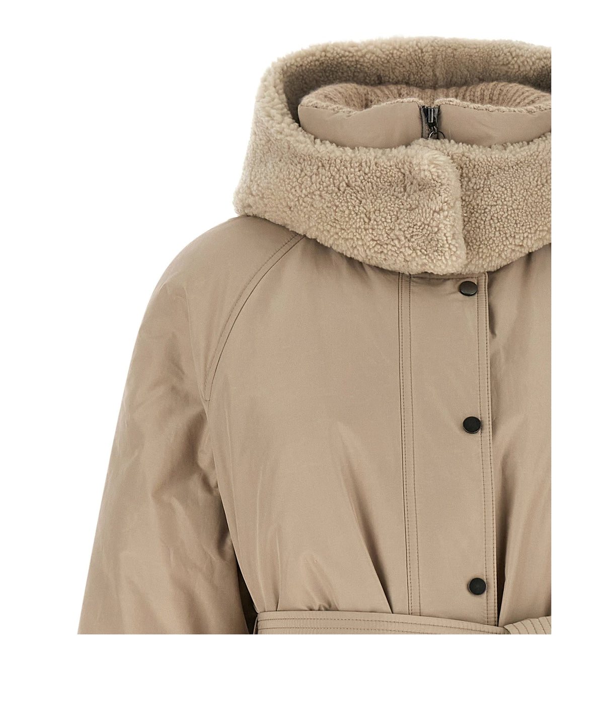 Brunello Cucinelli Wrap Coat in beige, Cotton — view 4