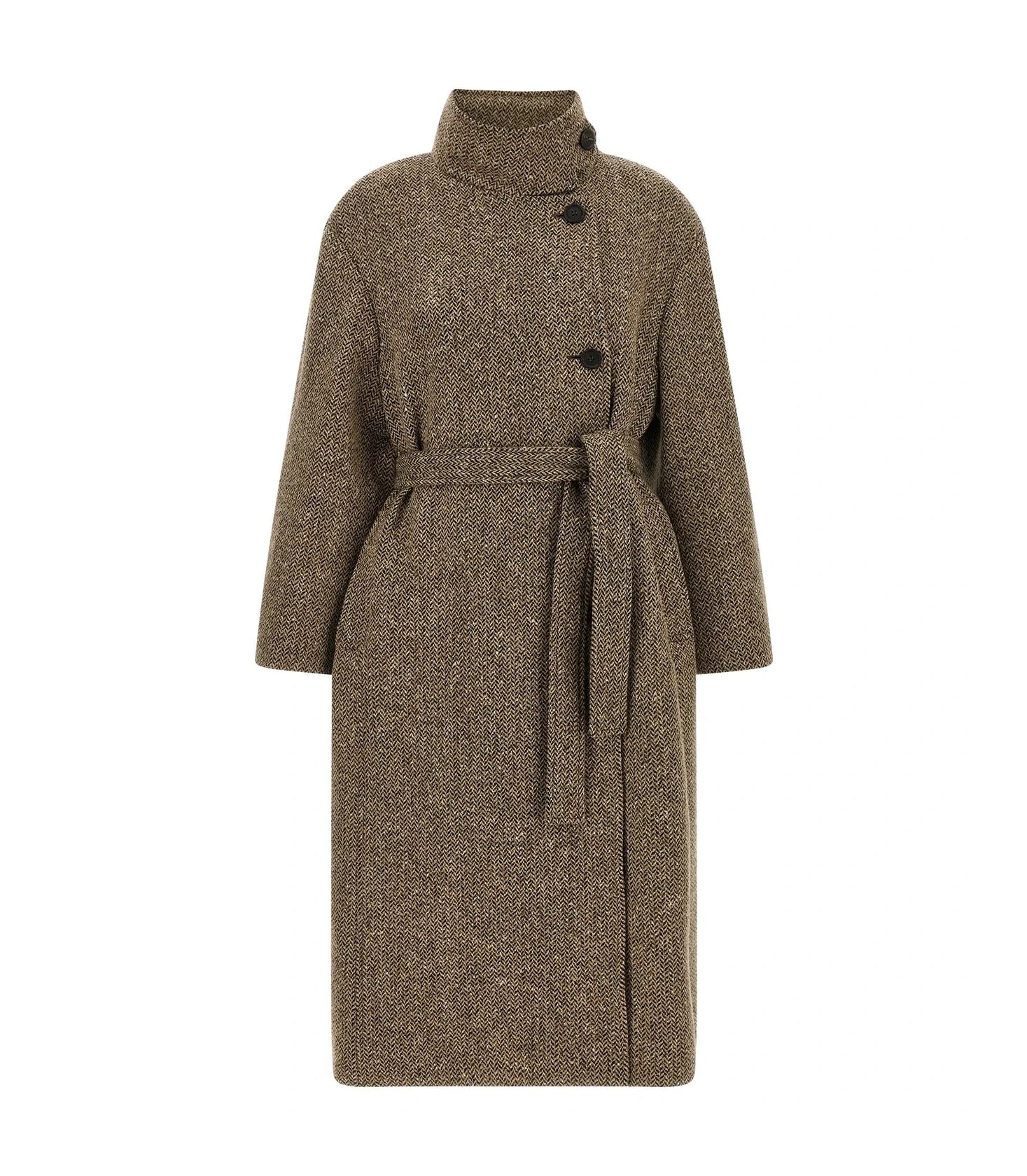 Brunello Cucinelli Wrap Coat in brown, Virgin Wool