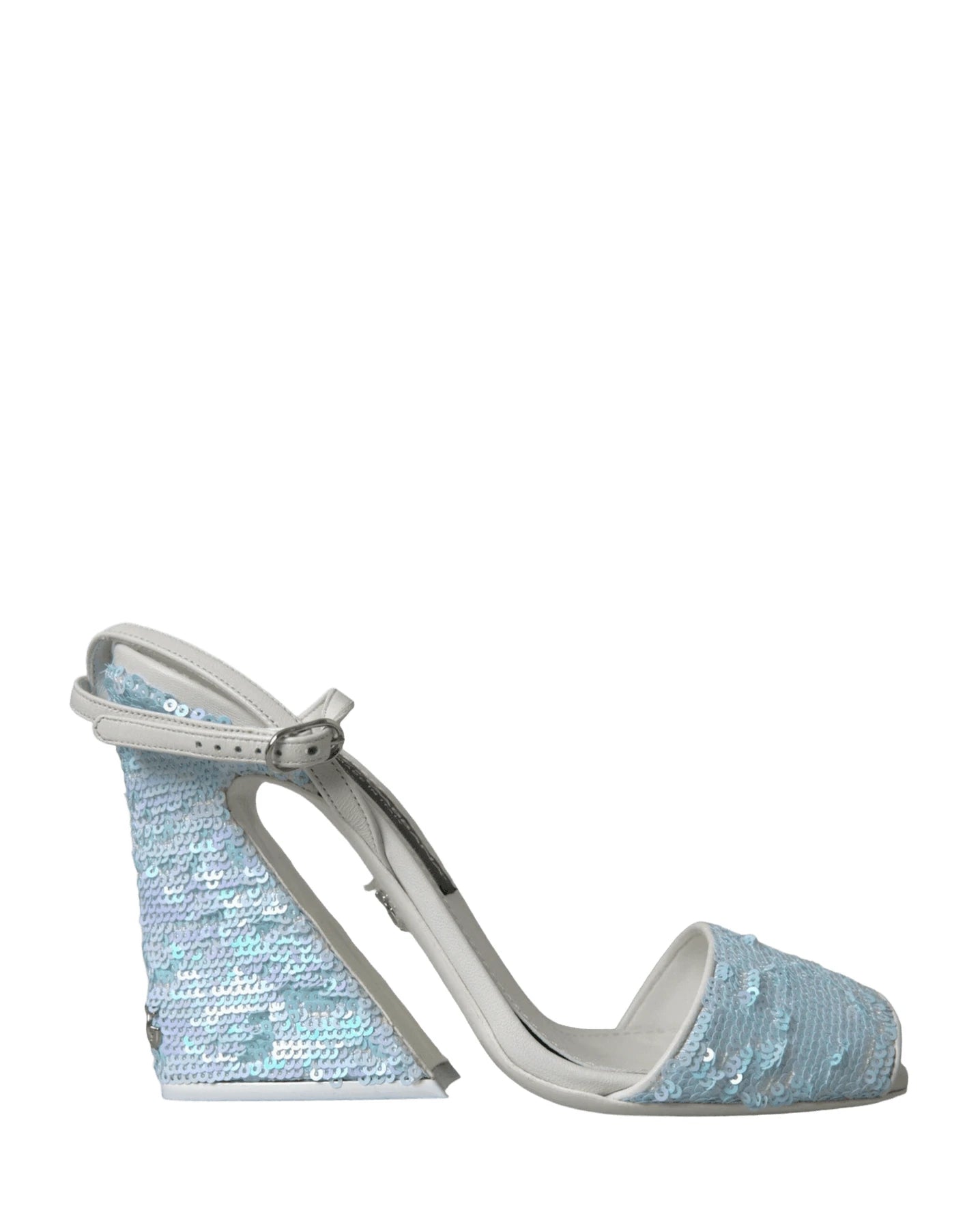 Dolce & Gabbana Light Blue Sequin Ankle Strap Sandals Shoes Heels