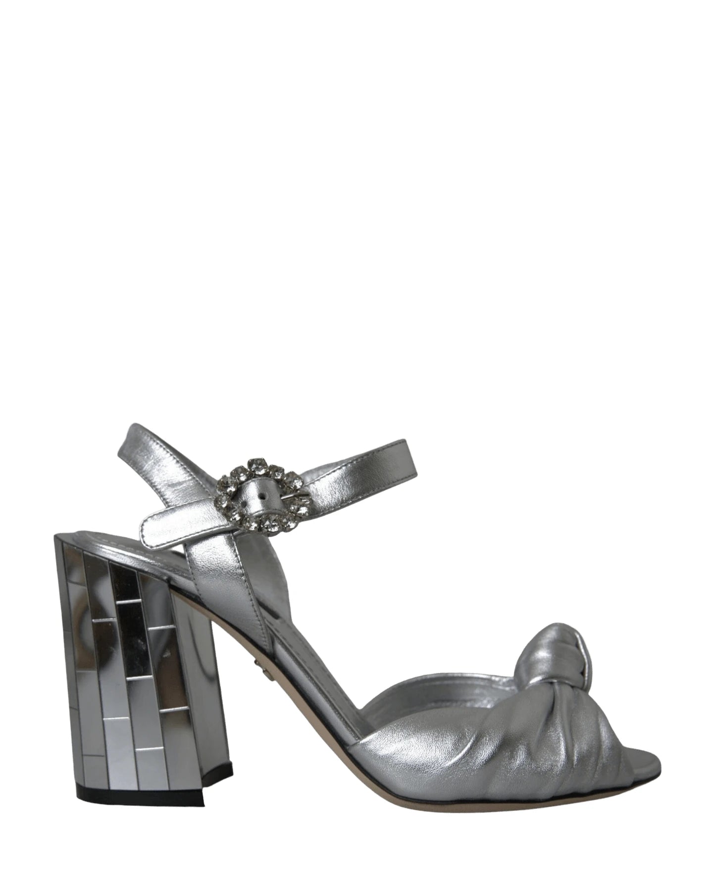 Dolce & Gabbana Silver Lambskin Leather Heels Sandals Shoes Heels