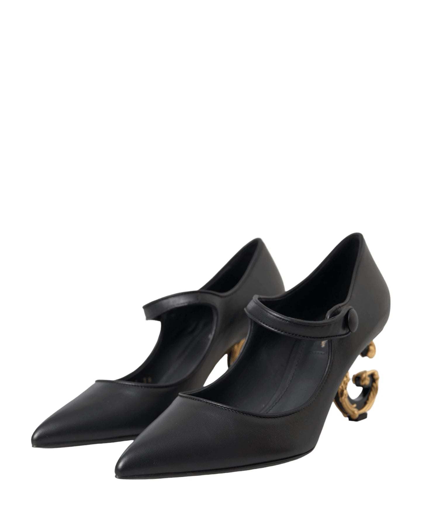 Dolce & Gabbana Black Leather Logo Heels Mary Janes Pumps Shoes Glam Steals