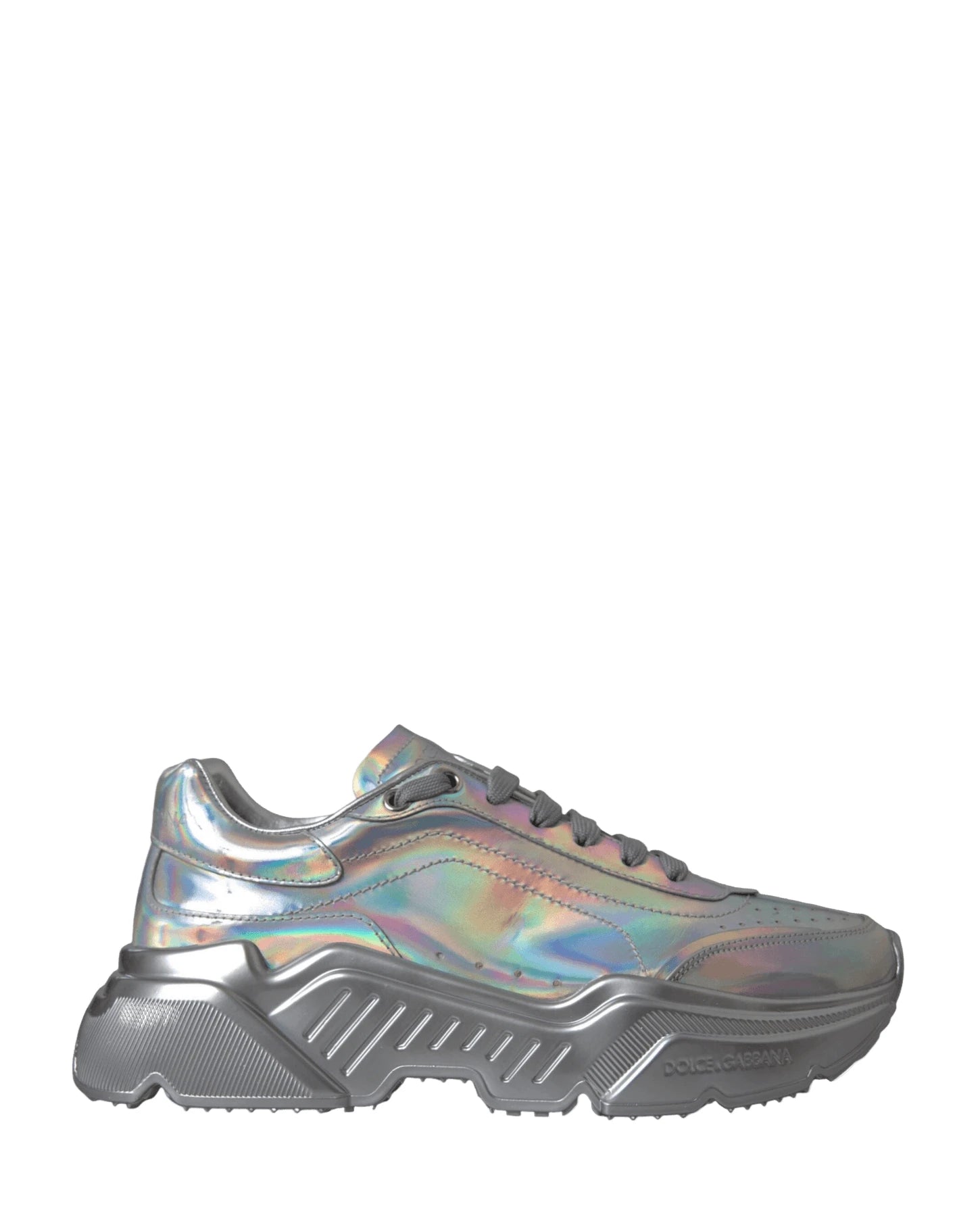 Dolce & Gabbana Silver Iridescent Daymaster Leather Sneakers Shoes Sneakers