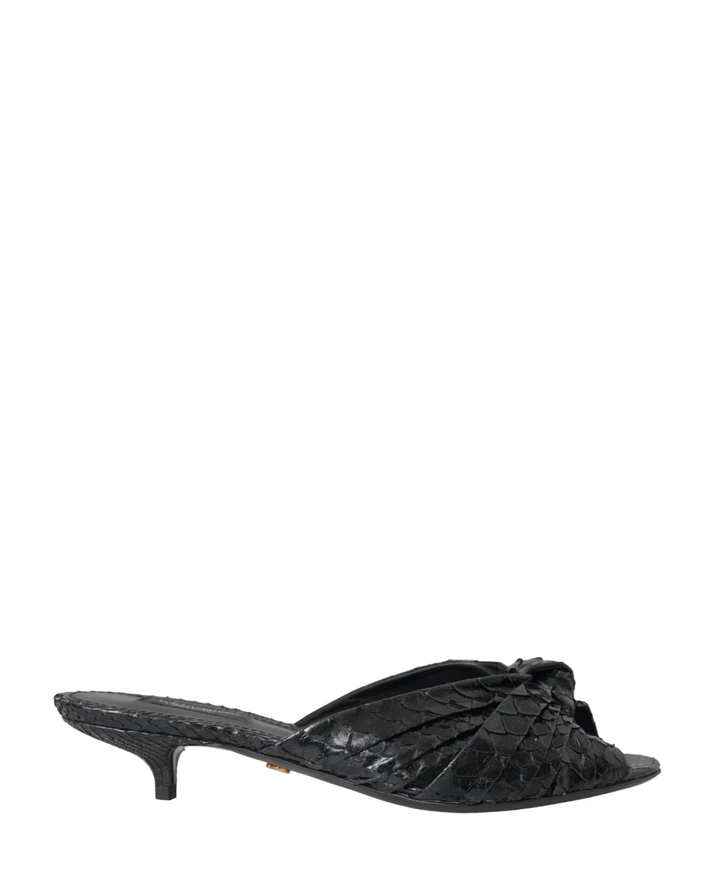 Dolce & Gabbana Black Exotic Leather Heels Slides Shoes Glam Steals