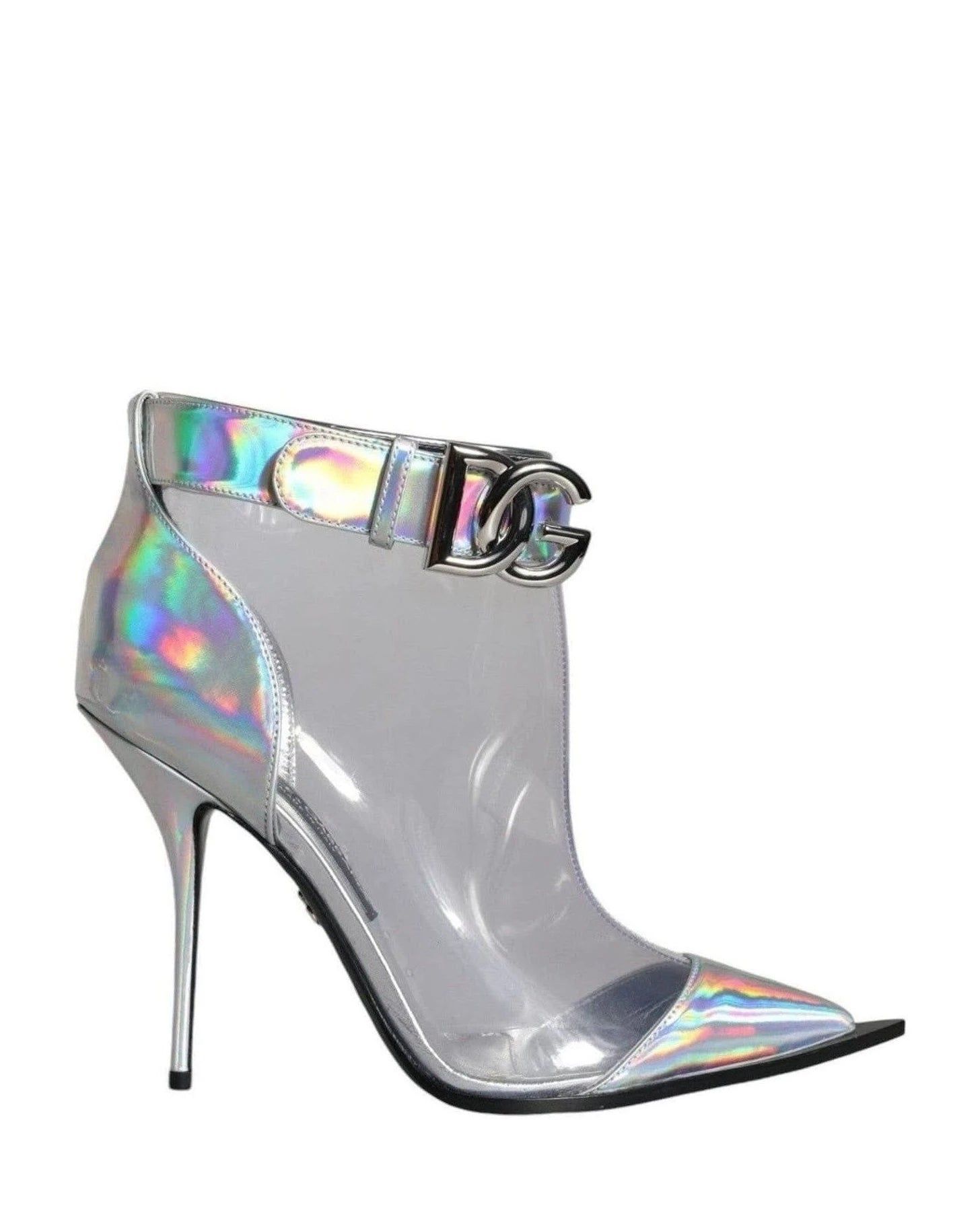Dolce & Gabbana Silver Iridescent Pvc Pointed Short Boots Shoes Boots