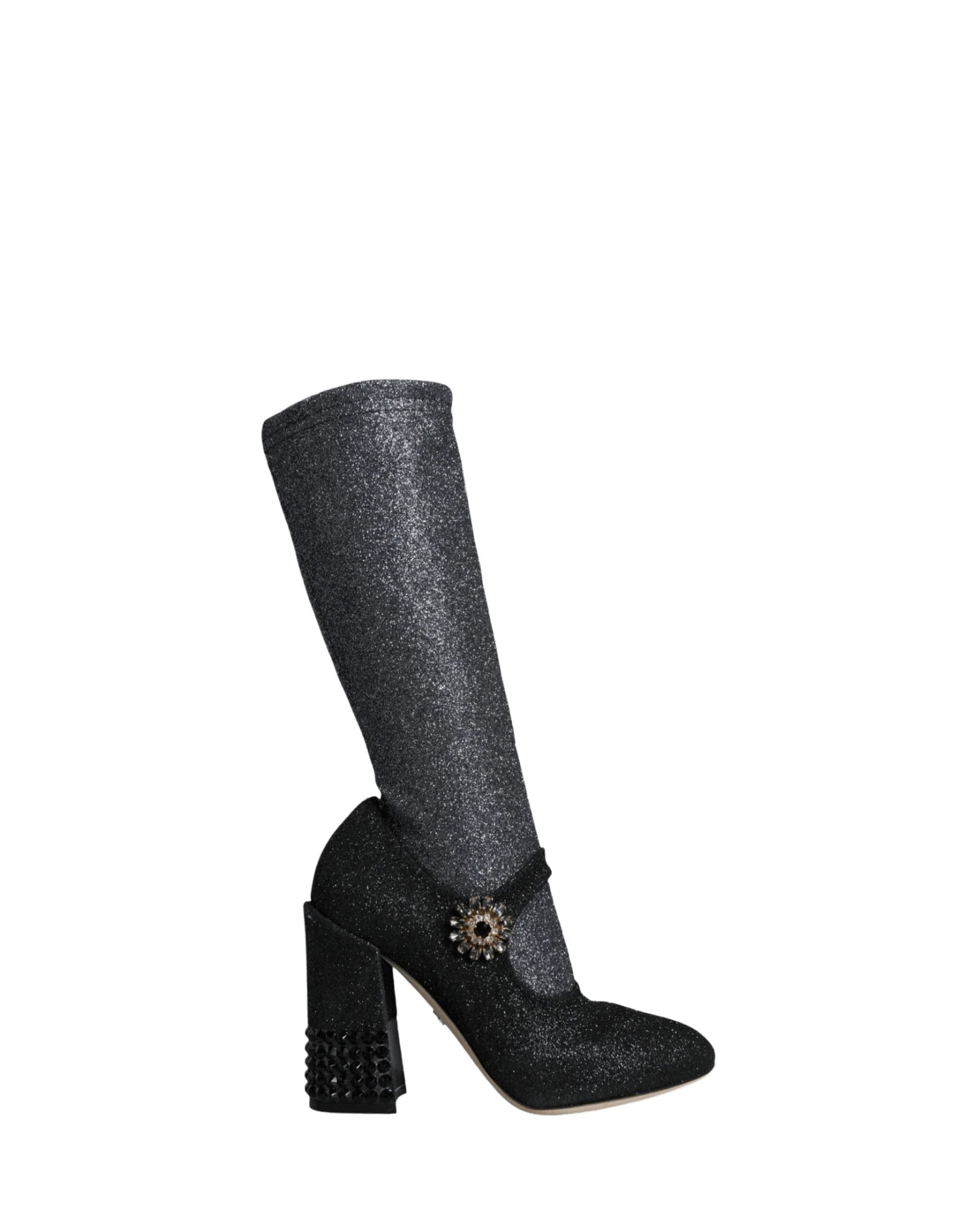 Dolce & Gabbana Black Crystal Mary Janes Booties Shoes Boots