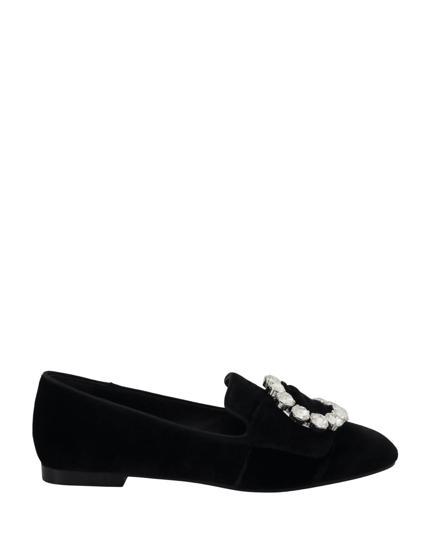 Dolce & Gabbana Black Velvet Crystals Loafers Flats