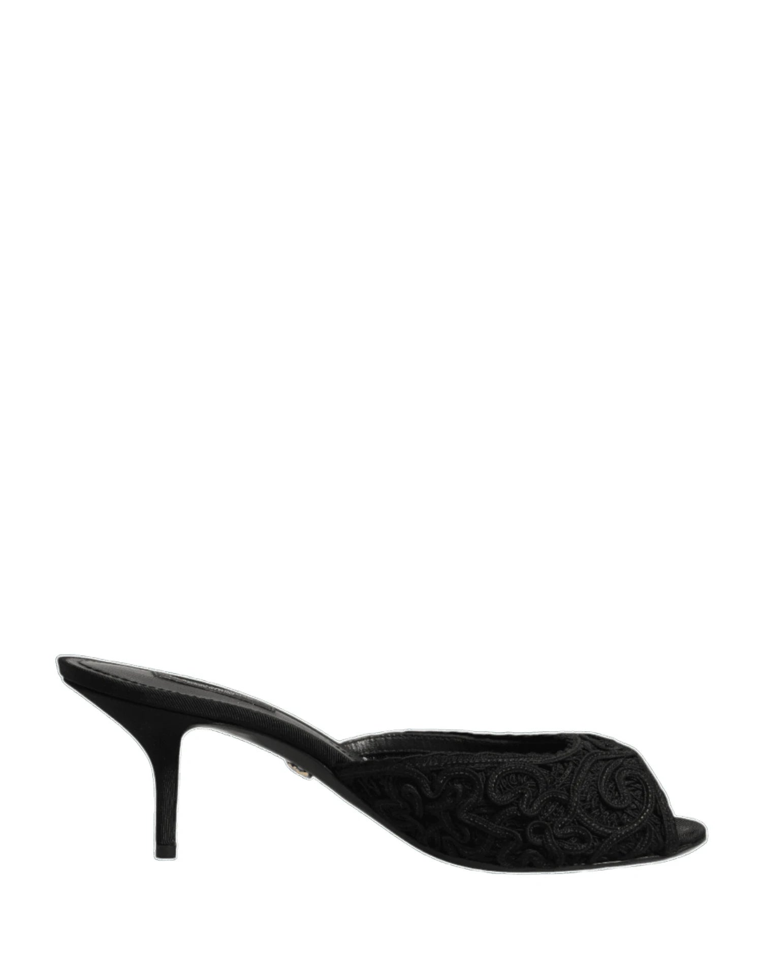 Dolce & Gabbana Black Embroidered Slip On Heels Heels