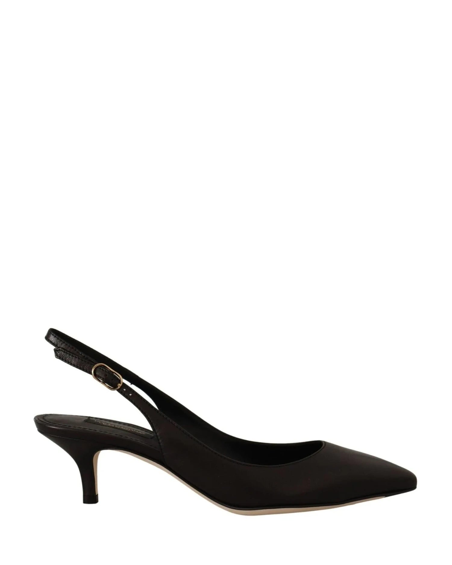 Dolce & Gabbana Black Leather Slingbacks Heels Pumps Shoes Heels