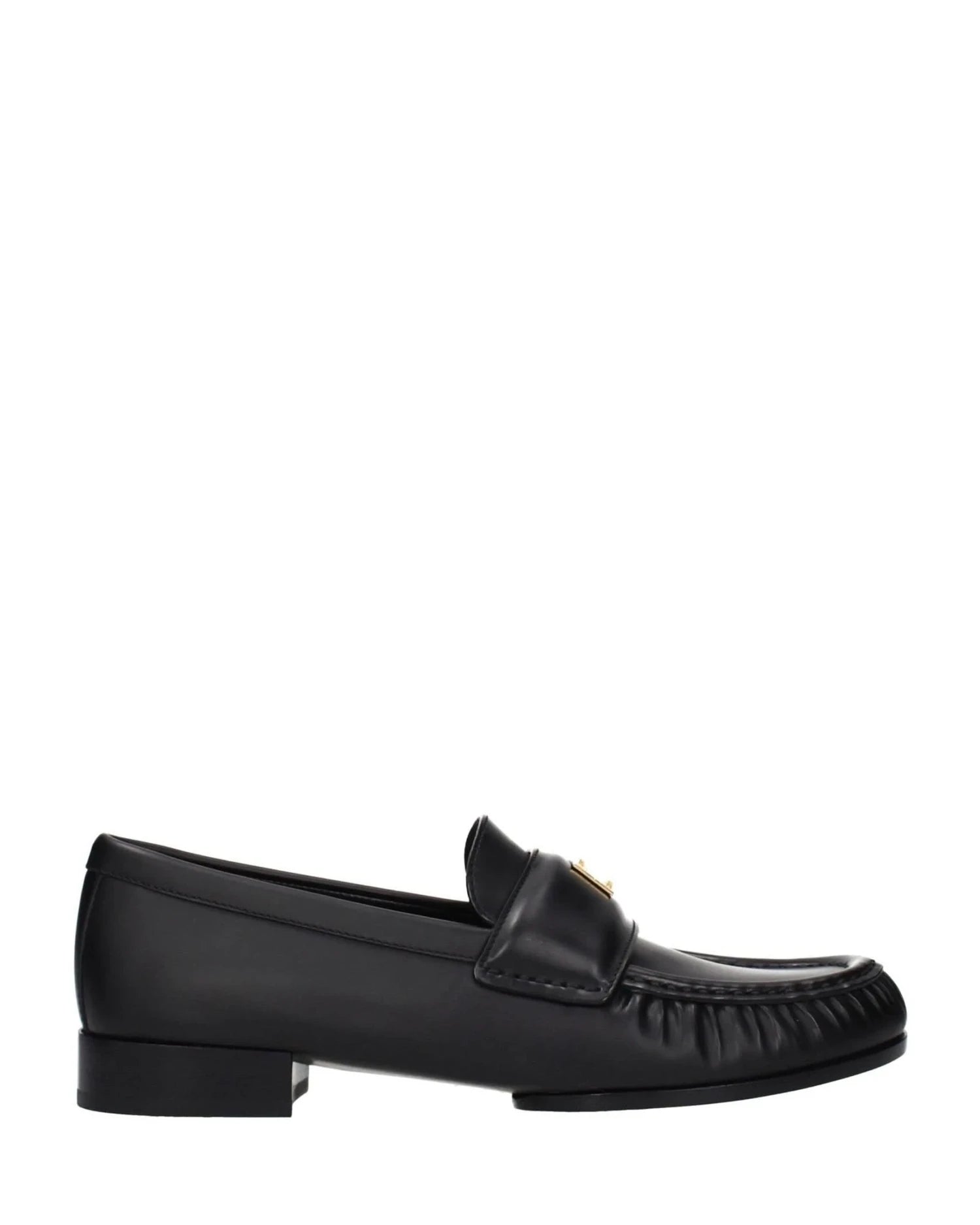 Givenchy Black Leather Slip On Loafers Flats