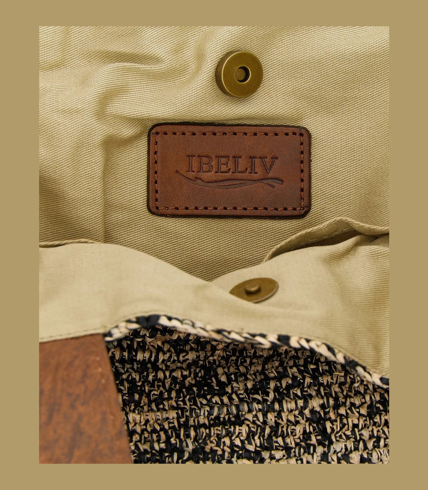 Ibeliv Tote Bag in brown, Raffia — view 4