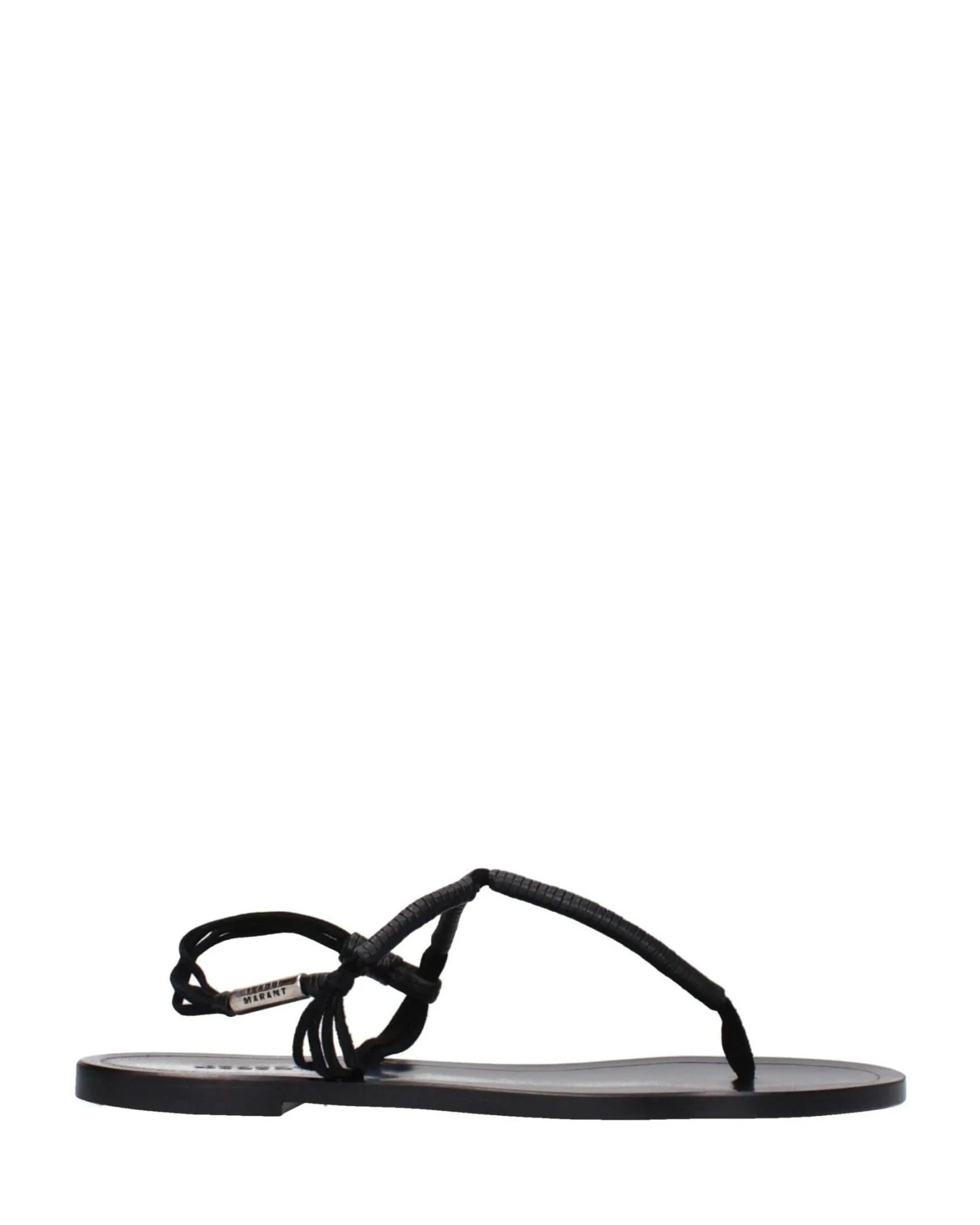 Isabel Marant Black Leather Flip Flop Sandals
