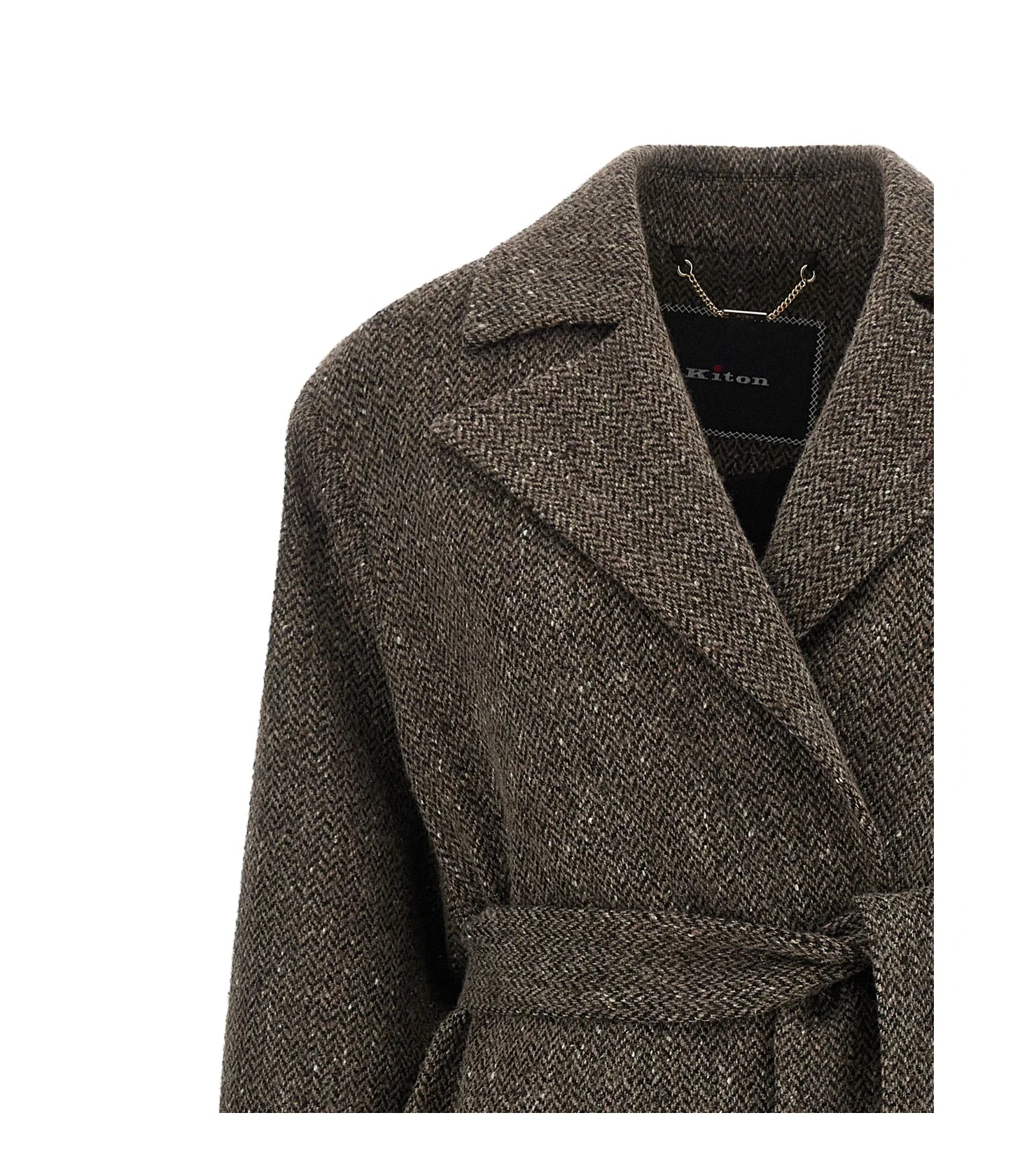 Kiton Wrap Coat in brown — view 3